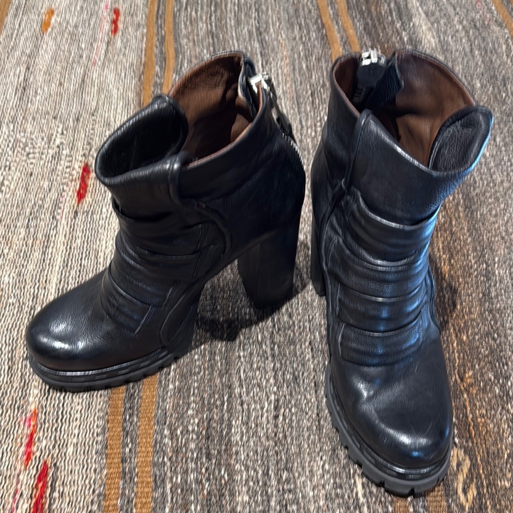 A.S. 98 Black Leather Ankle Boots